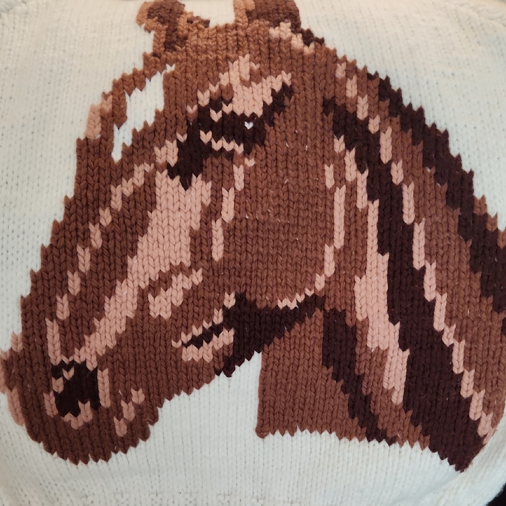 Vintage Wool Cowichan Horse Sweater Handmade - Picture 11 of 11